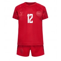 Danmark Kasper Dolberg #12 Replika babykläder Hemmaställ Barn VM 2022 Kortärmad (+ korta byxor)